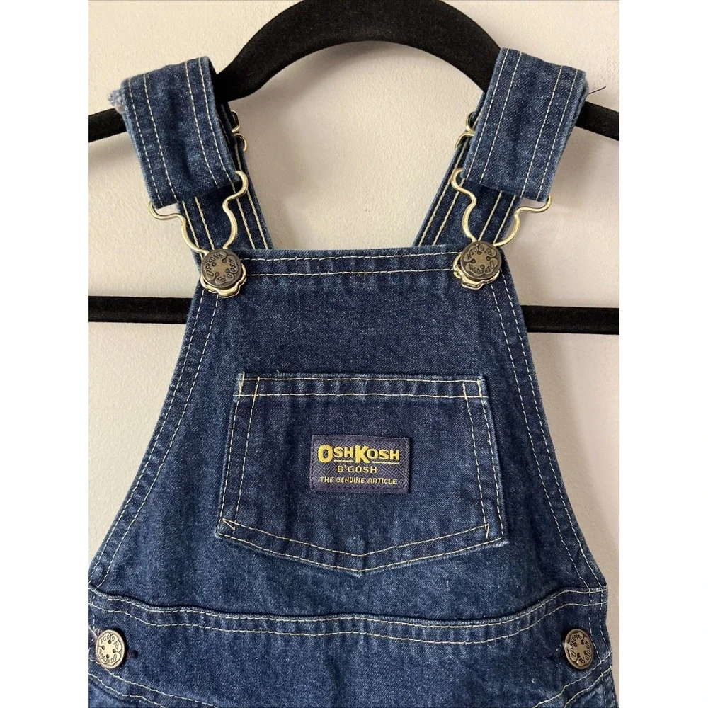 Vintage OshKosh B'Gosh Overalls Size 2T Indigo Blue Vestbak USA Made Pleated